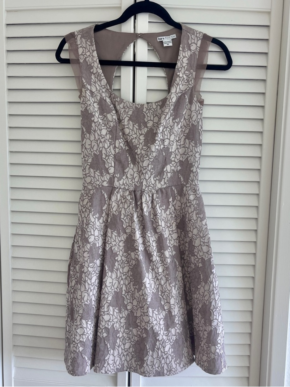 Grey Taupe and Ivory Floral Mini Dress